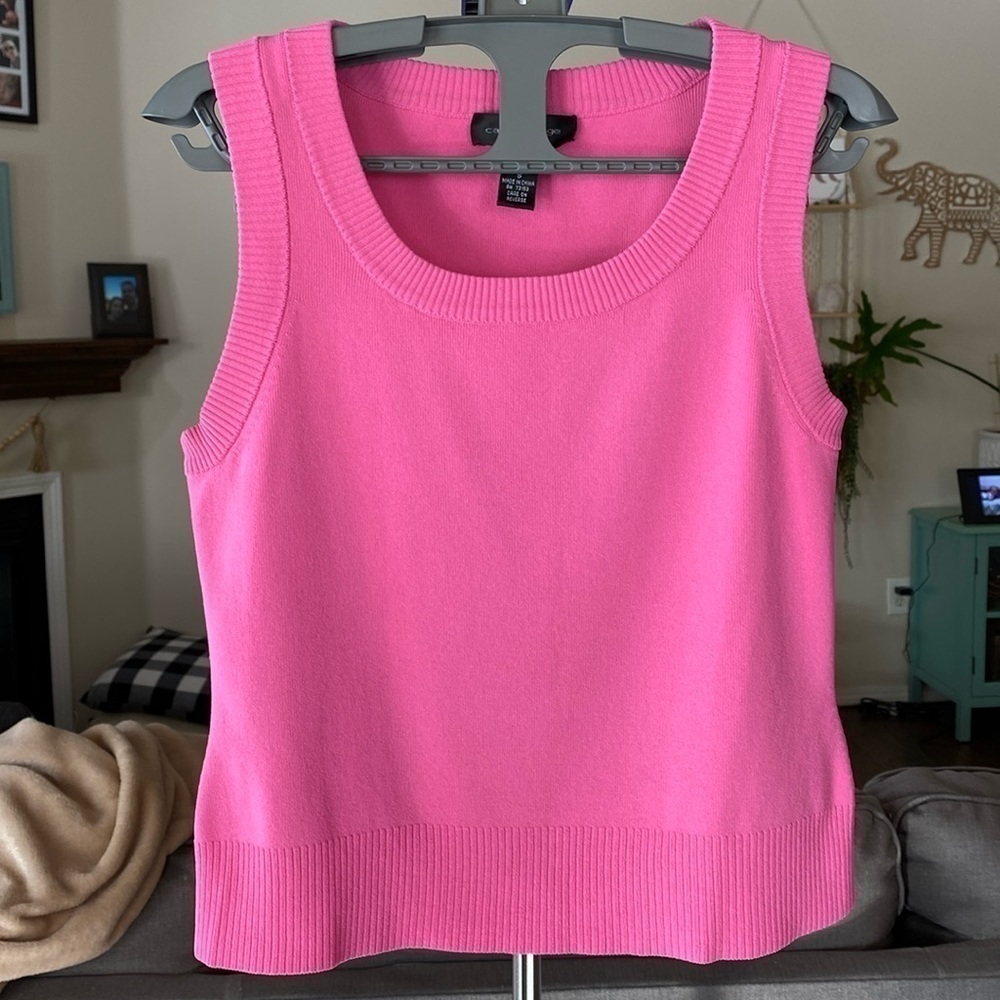 Cable & Gauge Hot Pink Ribbed Knit Sweater Vest Size Small - Picture 15 of 17